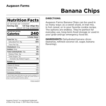 Augason Farms Sweetened Banana Chips Can, Emergency Food Supply, Everyday Meals, 31 Servings (Packaging May Vary) - Fresh Hearth