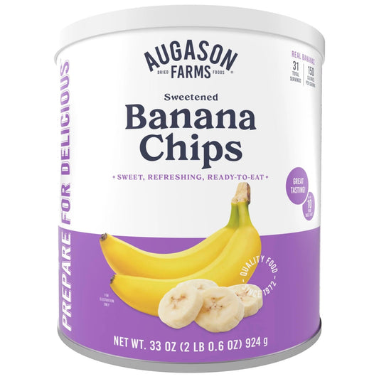 Augason Farms Sweetened Banana Chips Can, Emergency Food Supply, Everyday Meals, 31 Servings (Packaging May Vary) - Fresh Hearth