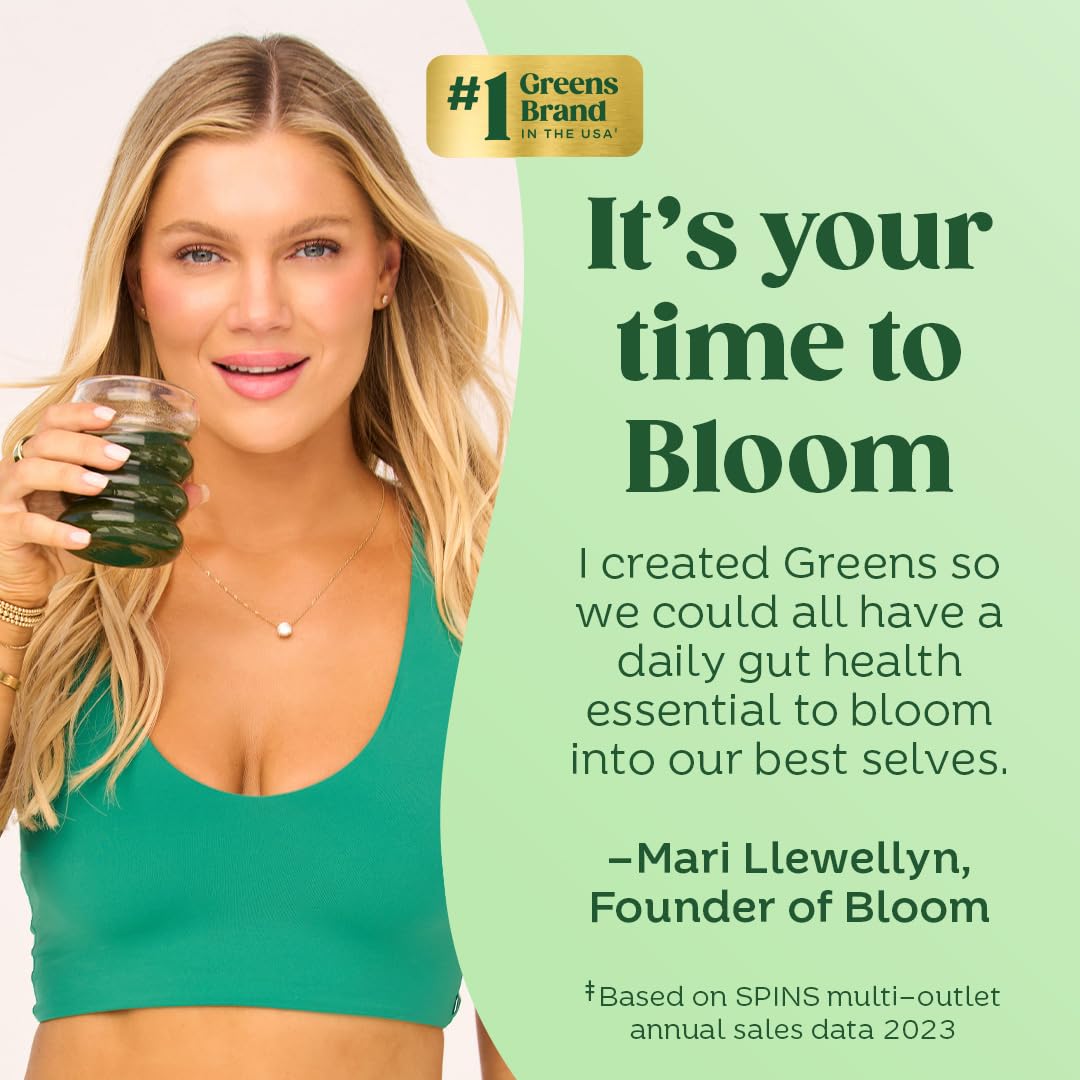 Bloom Nutrition Superfood Greens Powder, Digestive Enzymes with Probiotics and Prebiotics, Gut Health, Bloating Relief for Women, Chlorella, Green Juice Mix with Beet Root Powder, 30 SVG, Mango - Fresh Hearth