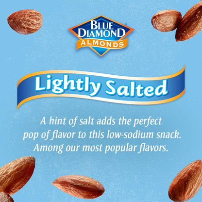 Blue Diamond Almonds Low Sodium Lightly Salted Snack Nuts, 100 Calorie Packs, 0.6 Ounce (Pack of 32) - Fresh Hearth