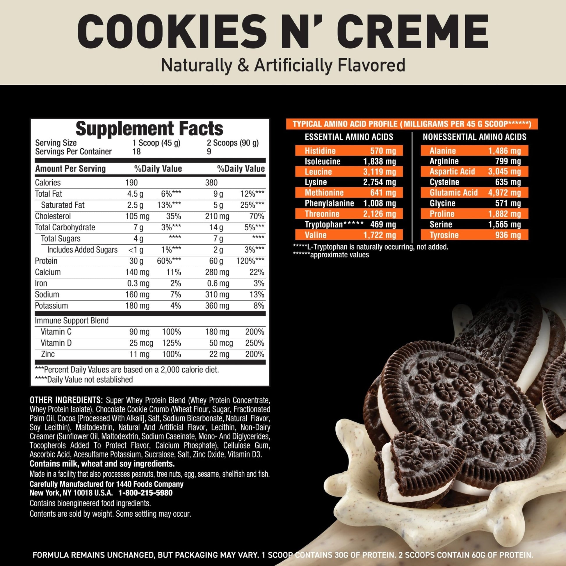 Body Fortress Super Advanced Whey Protein Powder, Cookies N’ Creme, 60g Protein & 12g BCAAs Per 2 Scoops, Muscle Gain & Recovery, Immune Support with Vitamins C & D, 1.78lbs (Packaging May Vary) - Fresh Hearth