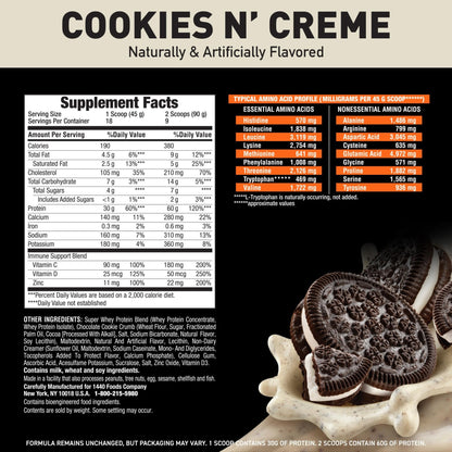 Body Fortress Super Advanced Whey Protein Powder, Cookies N’ Creme, 60g Protein & 12g BCAAs Per 2 Scoops, Muscle Gain & Recovery, Immune Support with Vitamins C & D, 1.78lbs (Packaging May Vary) - Fresh Hearth