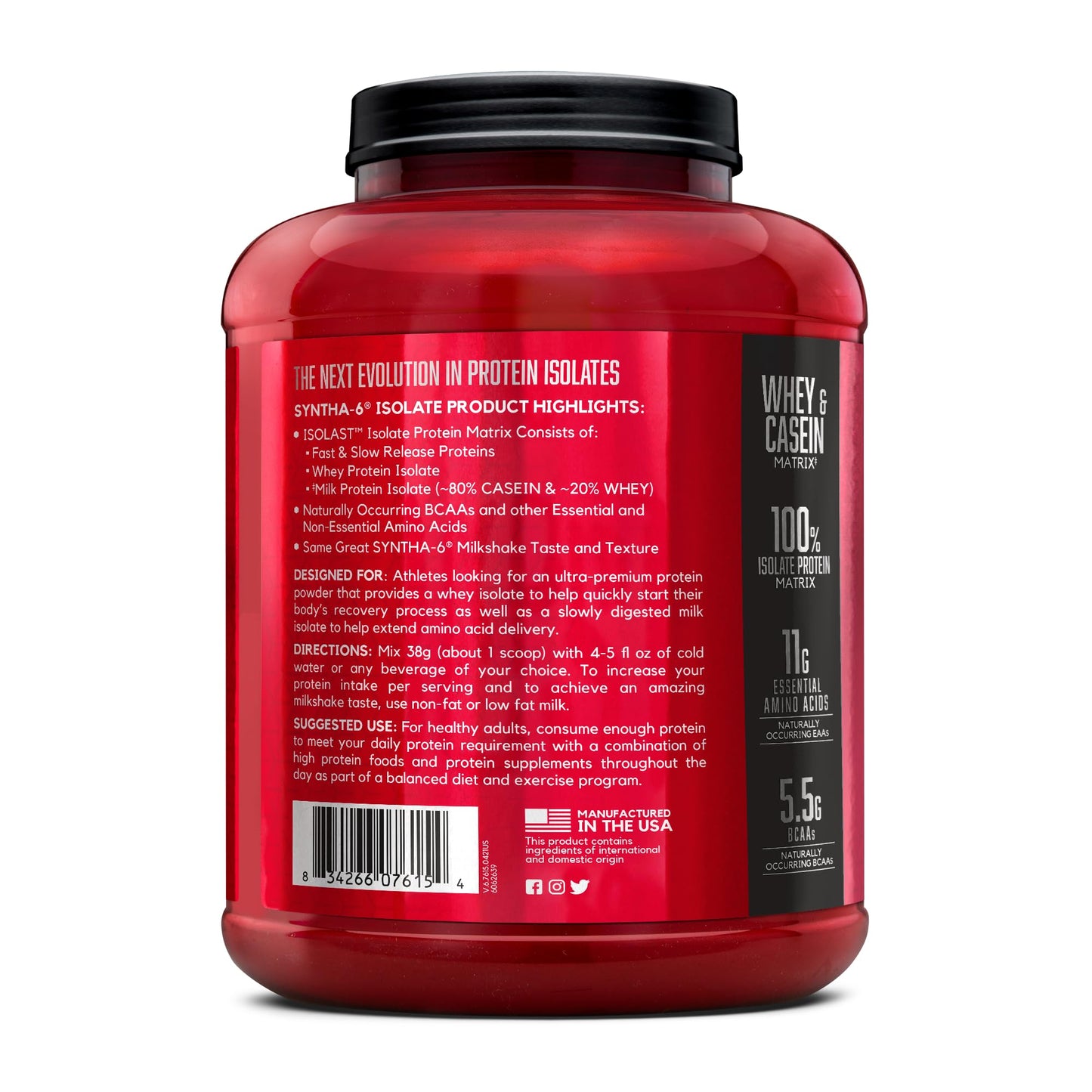 BSN SYNTHA - 6 Isolate Protein Powder, Strawberry Protein Powder with Whey Protein Isolate, Milk Protein Isolate, Flavor: Strawberry Milkshake, 48 servings - Fresh Hearth