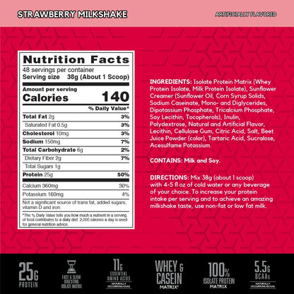 BSN SYNTHA - 6 Isolate Protein Powder, Strawberry Protein Powder with Whey Protein Isolate, Milk Protein Isolate, Flavor: Strawberry Milkshake, 48 servings - Fresh Hearth