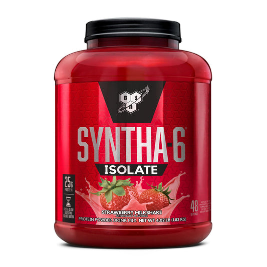 BSN SYNTHA - 6 Isolate Protein Powder, Strawberry Protein Powder with Whey Protein Isolate, Milk Protein Isolate, Flavor: Strawberry Milkshake, 48 servings - Fresh Hearth