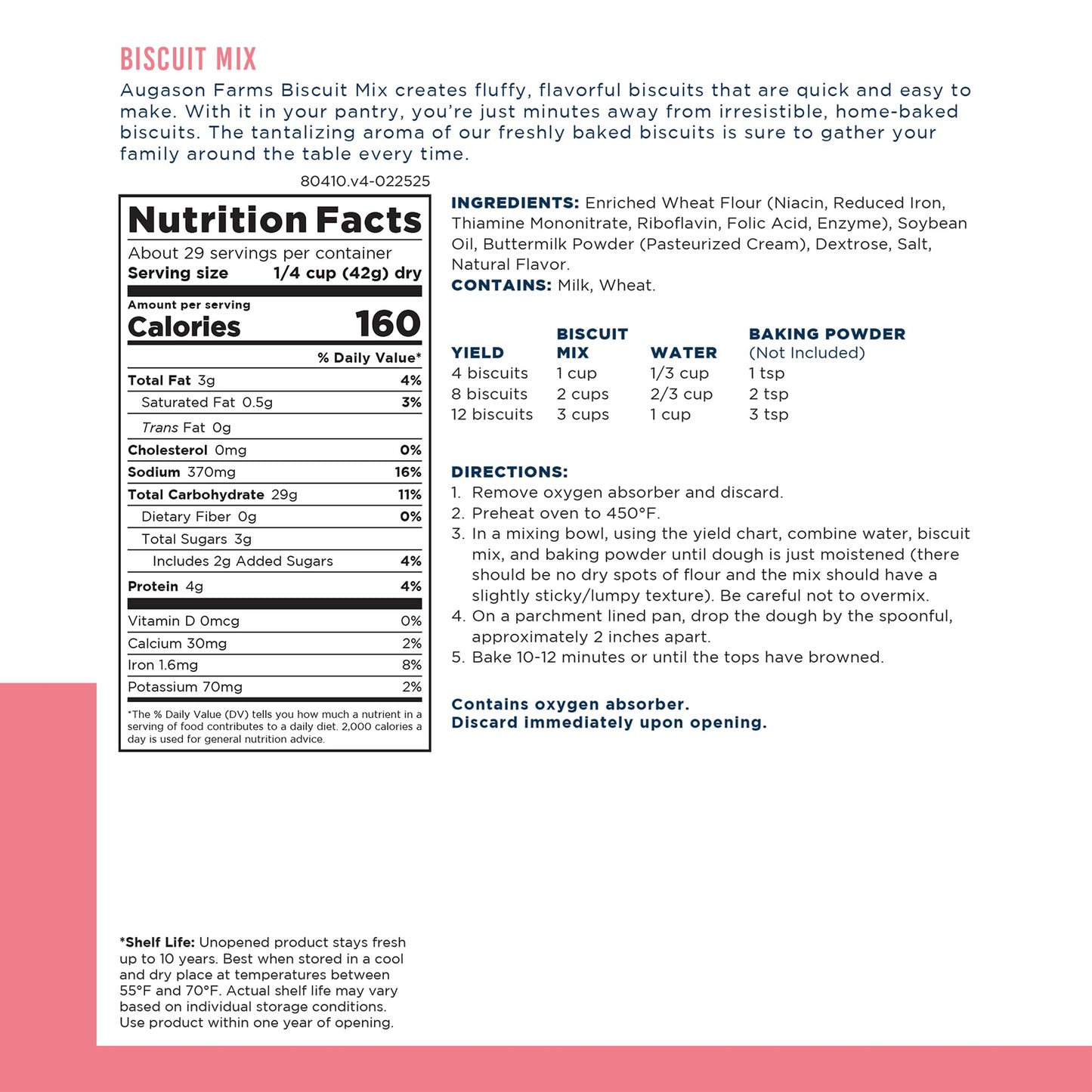 Buttermilk Biscuit Mix Can Emergency Food Supply, 29 Servings, 10 Year Shelf Life - Biscuit Mix Just Add Water and Baking Powder - Fresh Hearth