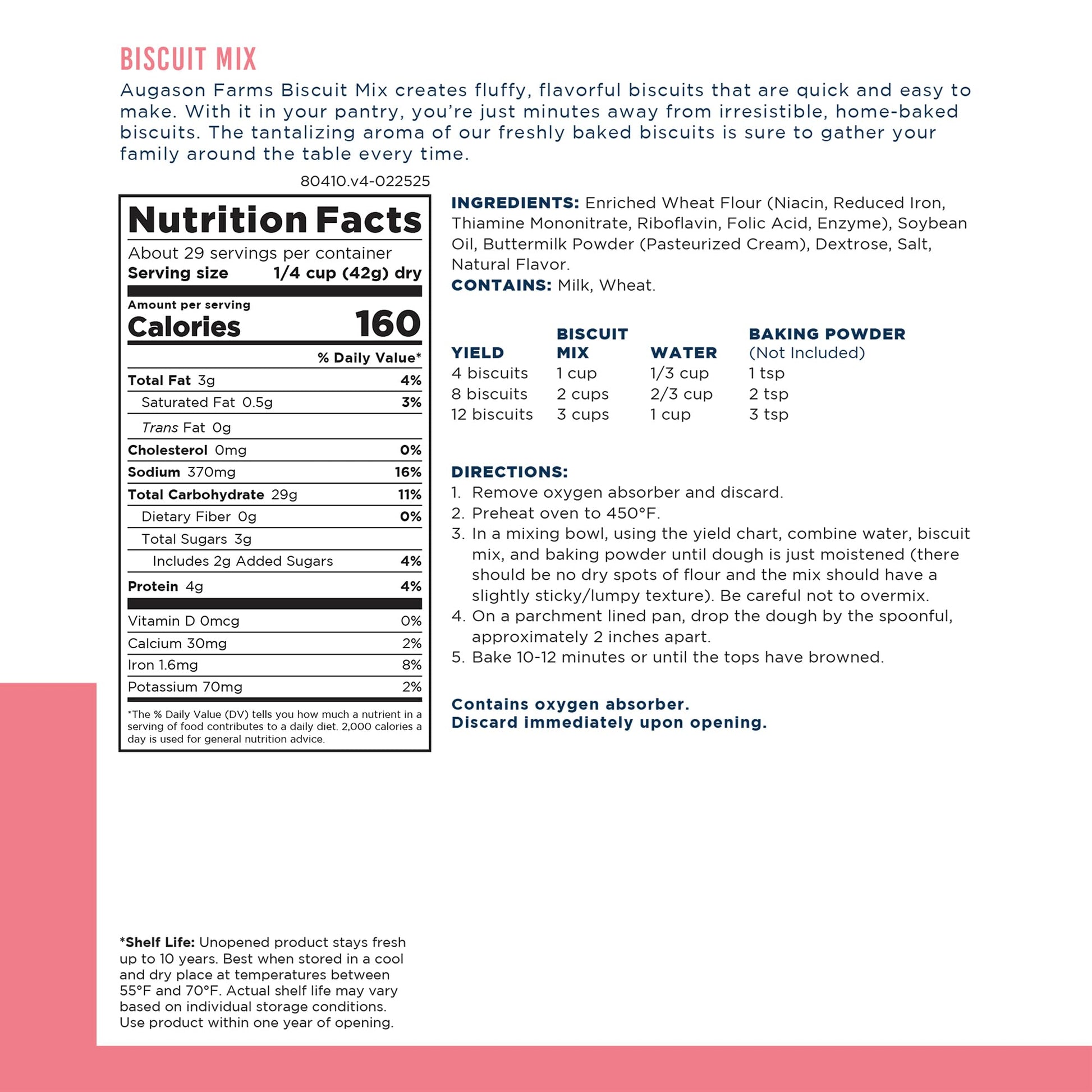Buttermilk Biscuit Mix Can Emergency Food Supply, 29 Servings, 10 Year Shelf Life - Biscuit Mix Just Add Water and Baking Powder - Fresh Hearth