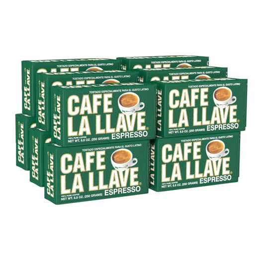 Cafe La Llave Dark Roast Espresso Ground Cuban Coffee, 8.8 oz (Pack of 12) - Rich and Bold - Premium Arabica Beans - Fresh Hearth