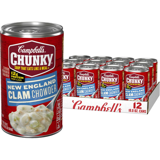 Campbell's Chunky Soup, New England Clam Chowder, 18.8 Ounce Can (Case Of 12) - Fresh Hearth