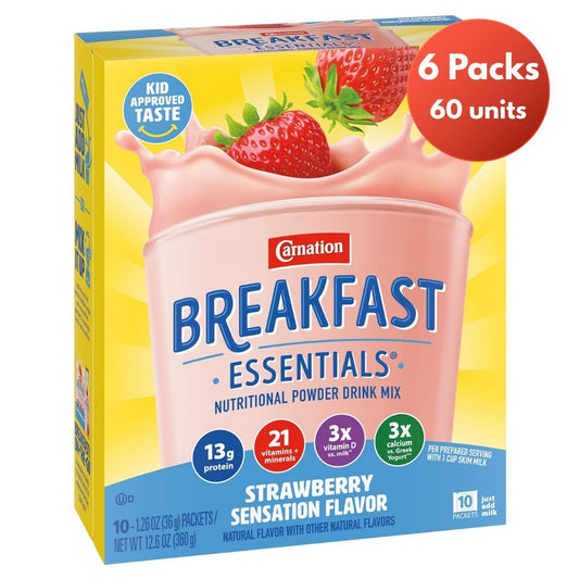 Carnation Breakfast Essentials Complete Nutritional Drink Strawberry 1.26 oz. Packet 60 Ct - Fresh Hearth