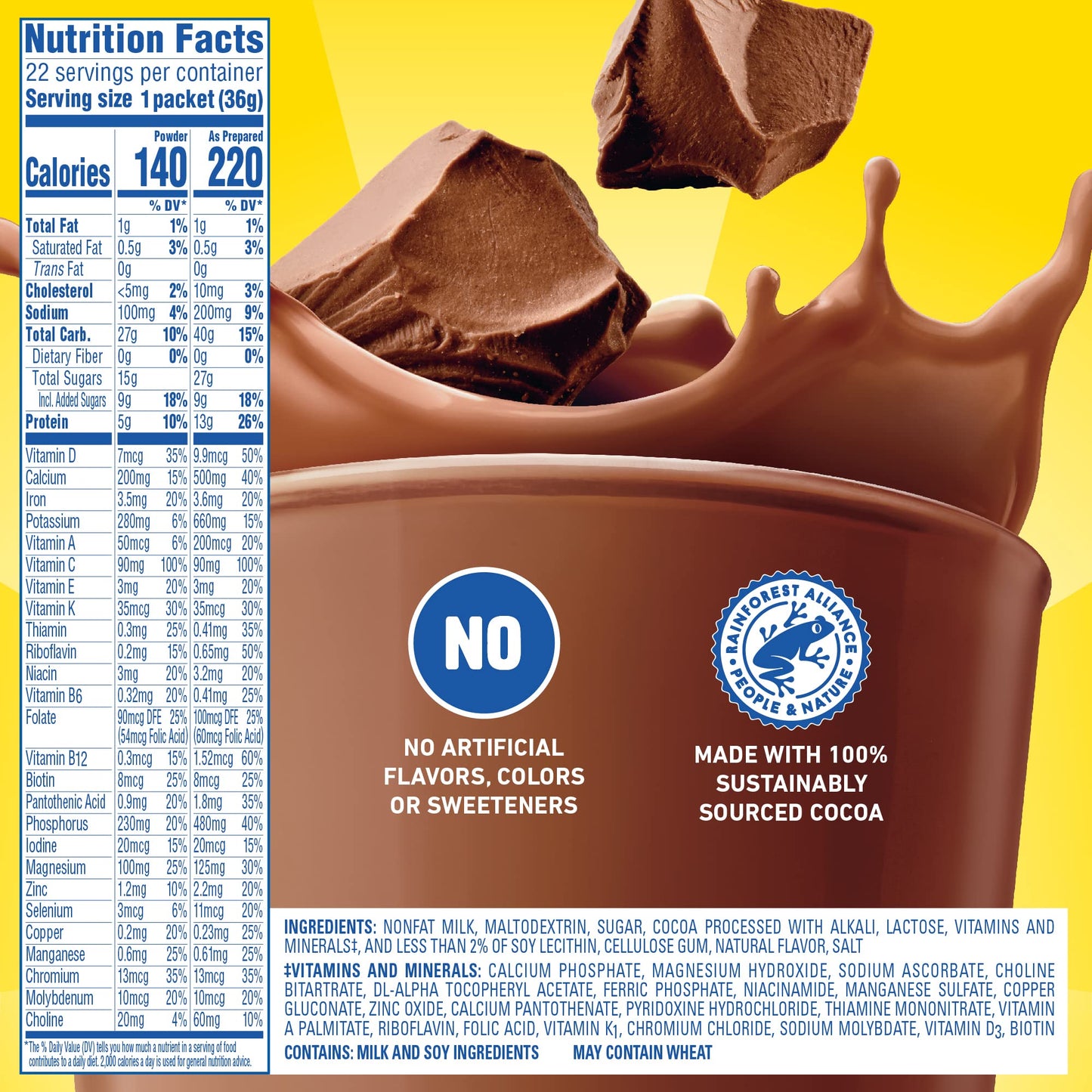 Carnation Breakfast Essentials Powder Drink Mix, Rich Milk Chocolate, 22 Count Box of 1.26 Ounce Packets - Fresh Hearth
