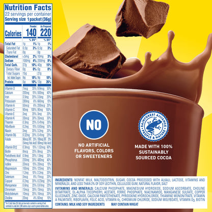 Carnation Breakfast Essentials Powder Drink Mix, Rich Milk Chocolate, 22 Count Box of 1.26 Ounce Packets - Fresh Hearth