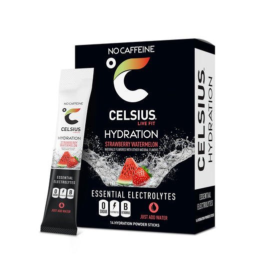 CELSIUS Hydration™ Strawberry Watermelon, Sugar Free Electrolyte Hydration Drink Mix (Pack of 14) - Fresh Hearth