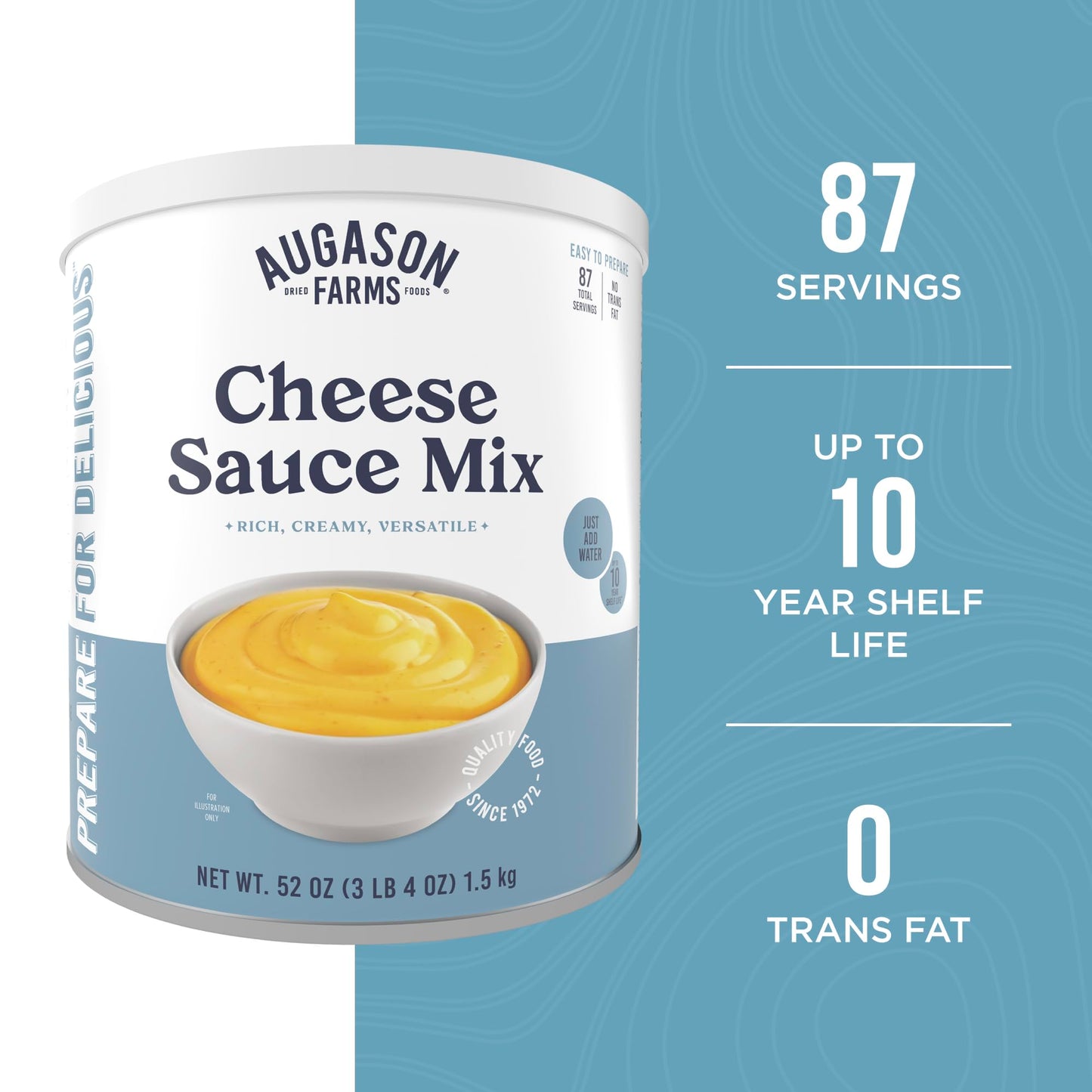 Cheese Sauce Mix Can Emergency Food Supply, 87 Servings, 10 Year Shelf Life - Shelf Stable Cheddar Cheese Powder Canned Food - Fresh Hearth