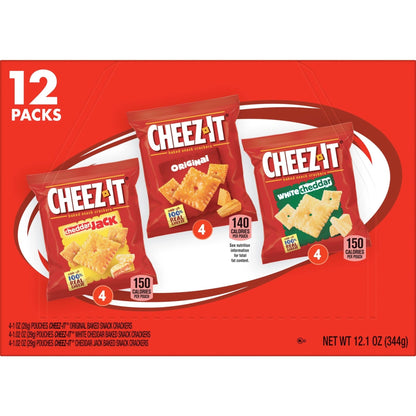 Cheez - It Cheese Crackers, Baked Snack Crackers, Lunch Snacks, Variety Pack, 12.1oz Box (12 Packs) - Fresh Hearth
