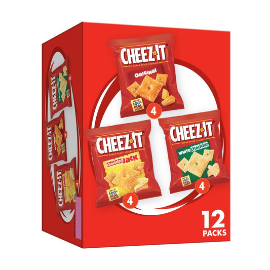 Cheez - It Cheese Crackers, Baked Snack Crackers, Lunch Snacks, Variety Pack, 12.1oz Box (12 Packs) - Fresh Hearth
