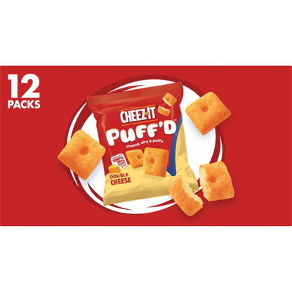 Cheez - It Puff'd Cheesy Baked Snacks, Puffed Snack Crackers, Kids Snacks, Grab N' Go, Double Cheese, 8.4oz Box (12 Pouches) - Fresh Hearth