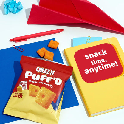 Cheez - It Puff'd Cheesy Baked Snacks, Puffed Snack Crackers, Kids Snacks, Grab N' Go, Double Cheese, 8.4oz Box (12 Pouches) - Fresh Hearth