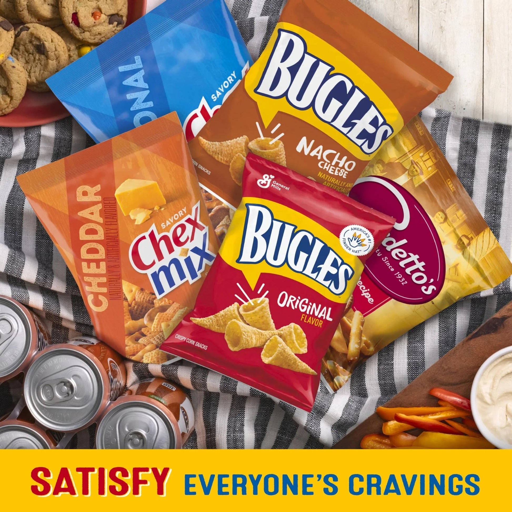 Classic Mix Snack Variety Pack, Bugles Original and Nacho Cheese, Gardetto's Original Recipe, Chex Mix Traditional and Cheddar, 20 Ct, 28 oz - Fresh Hearth