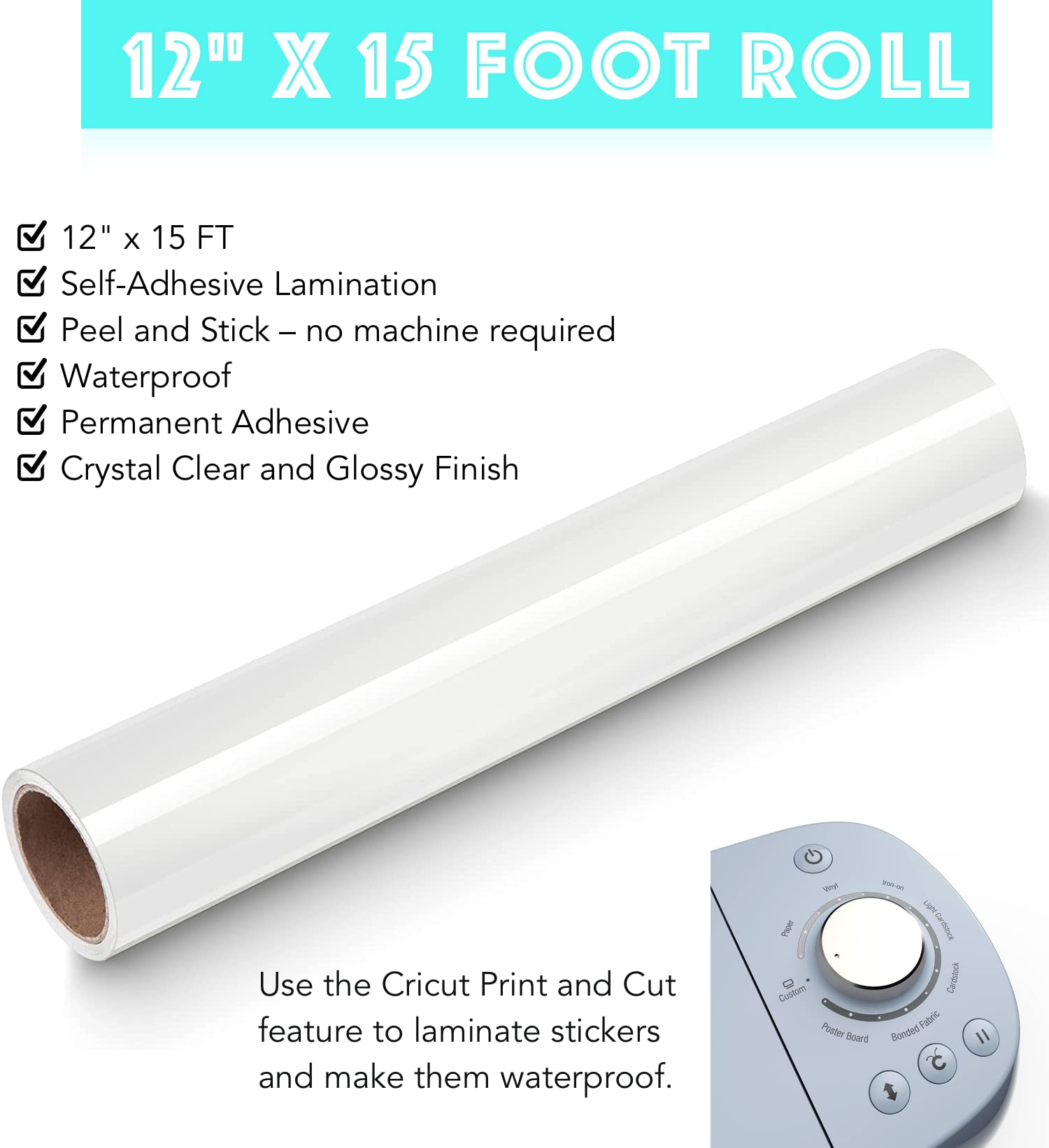 Clear Vinyl Laminate for Stickers, 12" x 15FT Laminate Roll Self - Adhesive for Decals, Stencils, Waterproof, Permanent Clear Adhesive Vinyl Laminate, Glossy Sticker Laminate by Turner Moore Edition - Fresh Hearth