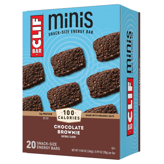 CLIF BAR Minis - Chocolate Brownie Flavor - Made with Organic Oats - 4g Protein - Non - GMO - Plant Based - Snack - Size Energy Bars - 0.99 oz. (20 Pack) - Fresh Hearth