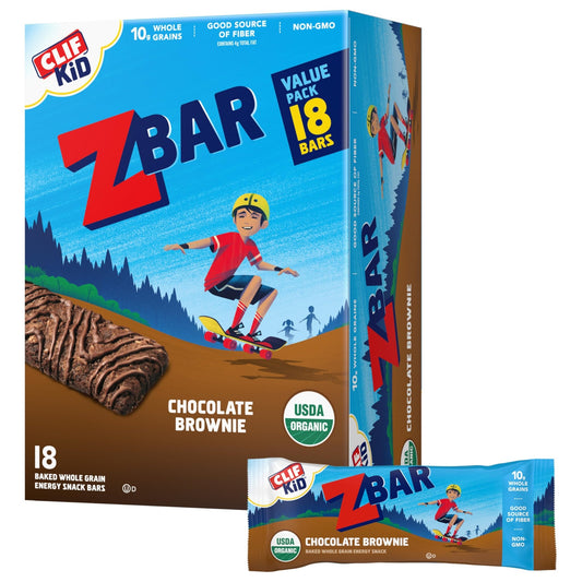 CLIF Kid Zbar - Chocolate Brownie - Soft Baked Whole Grain Snack Bars - USDA Organic - Non - GMO - Plant - Based - 1.27 oz. (18 Pack) - Fresh Hearth