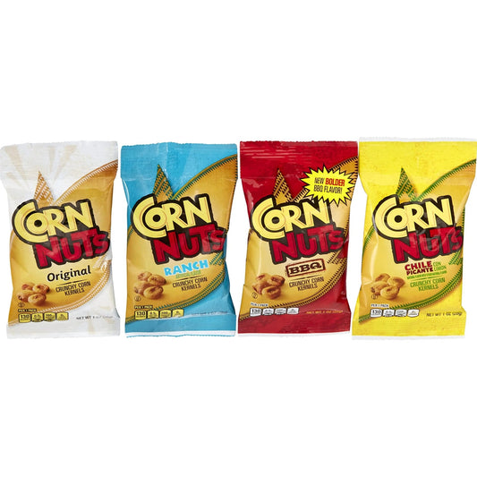 CORN NUTS Variety Pack, Crunchy Corn Kernels, Snack Box, Individual Packs, Snacks For Adults, Original, Ranch, BBQ, Chile Picante con Limon, 1oz. (Pack of 12) - Fresh Hearth