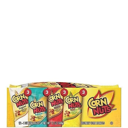 CORN NUTS Variety Pack, Crunchy Corn Kernels, Snack Box, Individual Packs, Snacks For Adults, Original, Ranch, BBQ, Chile Picante con Limon, 1oz. (Pack of 12) - Fresh Hearth