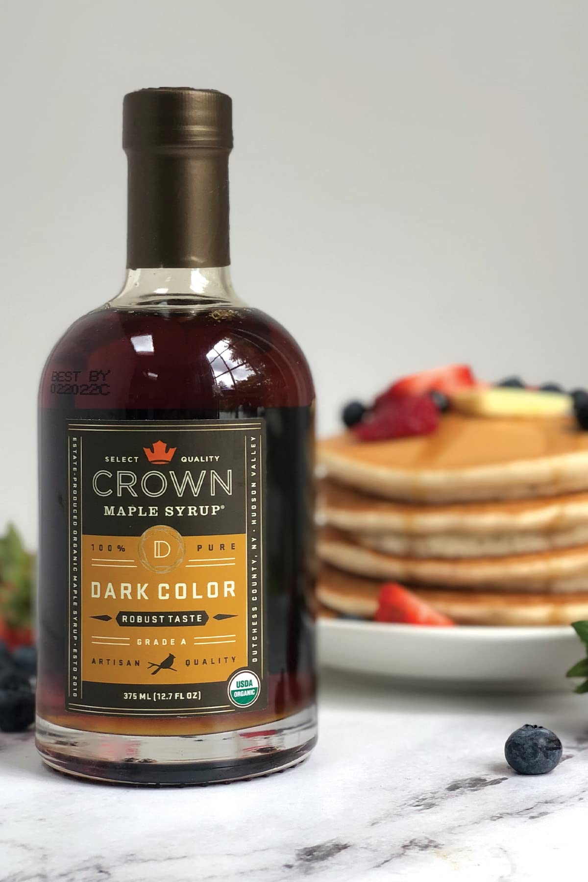 Crown Maple Dark Color, Robust Taste Organic Maple Syrup, 12.7 Fl Oz, 100% Pure, Enhance Cocktails, Marinades and Pancakes - Fresh Hearth