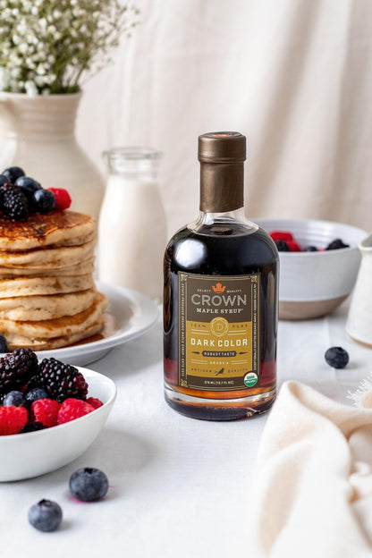 Crown Maple Dark Color, Robust Taste Organic Maple Syrup, 12.7 Fl Oz, 100% Pure, Enhance Cocktails, Marinades and Pancakes - Fresh Hearth