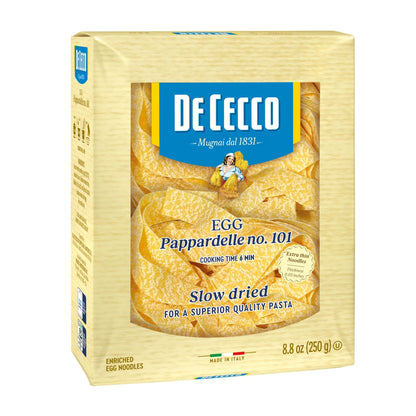 De Cecco Egg Pappardelle No. 101 Pasta, 8.8 Oz, (5 Pack) Authentic, Slow Dried, Made with Cage Free Eggs & Durum Wheat, Versatile Pasta for Sauces & Recipes, Made in Italy - Fresh Hearth