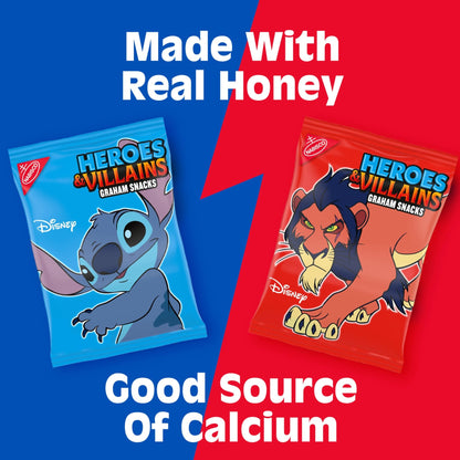 Disney Heroes and Villains Graham Snacks, Custom Cookies Variety Pack, 40 - 1 oz Kids Snack Packs - Fresh Hearth