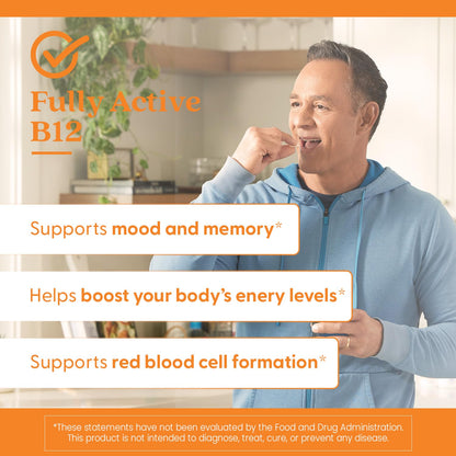 Doctor's Best Chewable Fully Active Methyl B12, Methylcobalamin, Energy, Memory, & Mood Support, Non - GMO, Gluten Free, Soy Free, Vegan 60 Tablets - Fresh Hearth