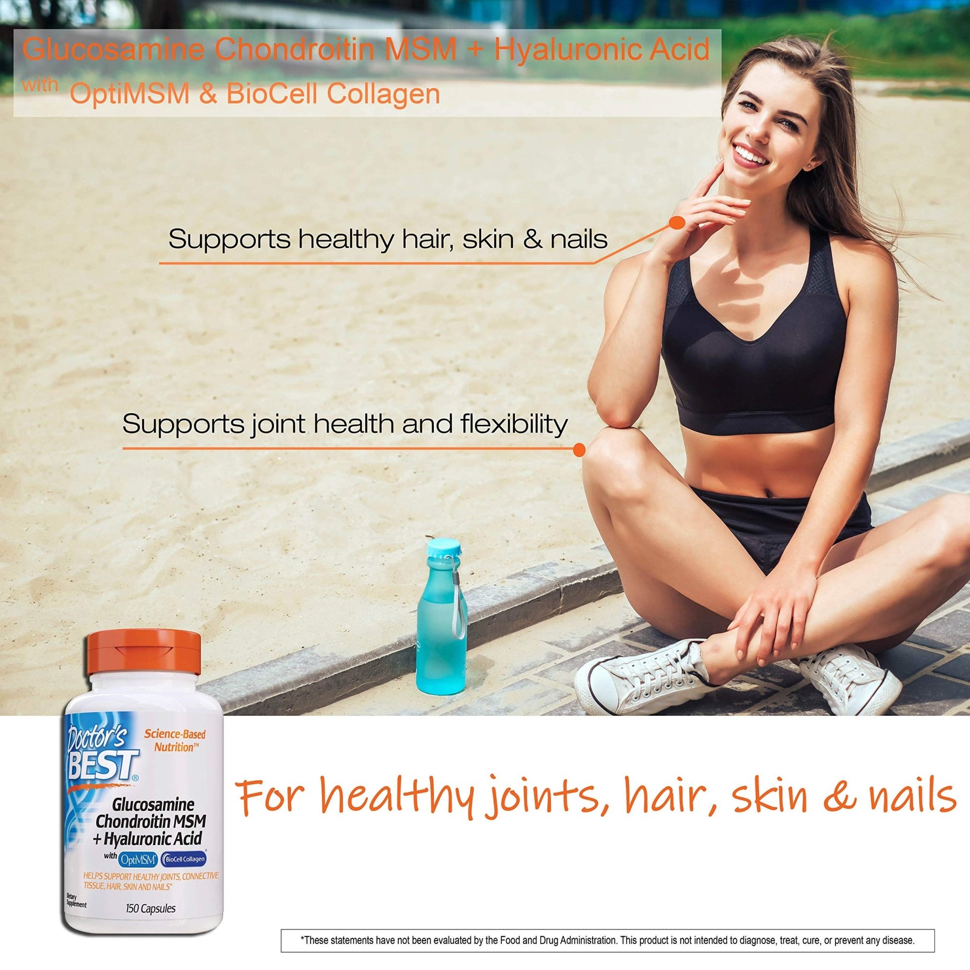 Doctor's Best Glucosamine Chondroitin MSM + Hyaluronic Acid with OptiMSM Featuring Biocell Collagen, Joint Support, Non - GMO, Gluten & Soy Free, 150 Caps - Fresh Hearth