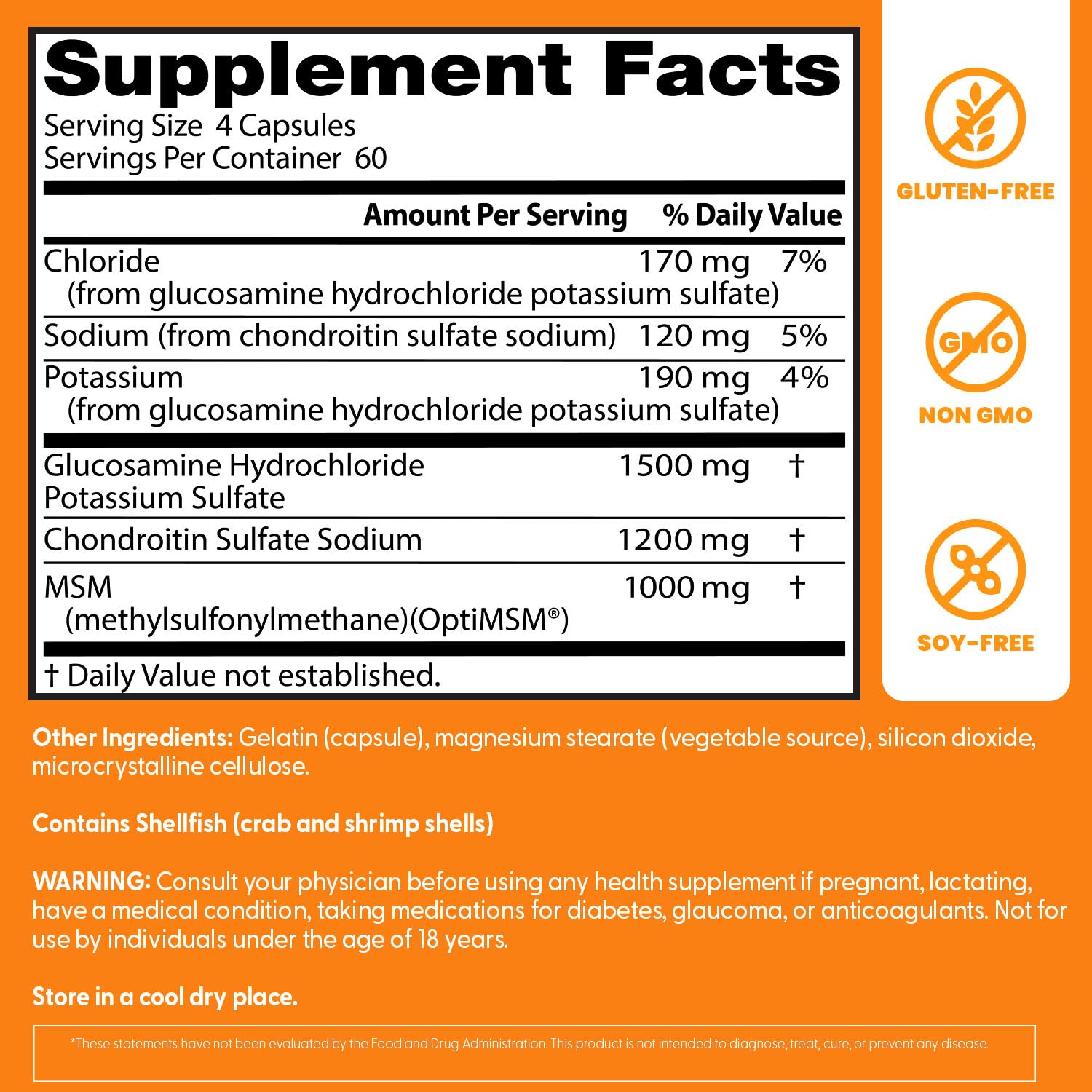 Doctor's Best Glucosamine Chondroitin Msm with OptiMSM Capsules, Supports Healthy Joint Structure, Function & Comfort, Non - GMO, Gluten Free, Soy Free, 240 Count (Pack of 1) - Fresh Hearth