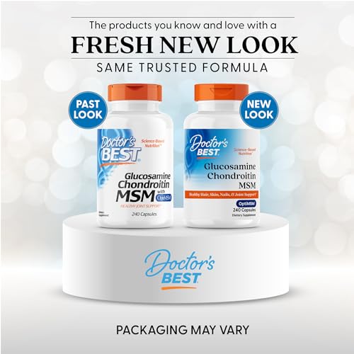 Doctor's Best Glucosamine Chondroitin Msm with OptiMSM Capsules, Supports Healthy Joint Structure, Function & Comfort, Non - GMO, Gluten Free, Soy Free, 240 Count (Pack of 1) - Fresh Hearth
