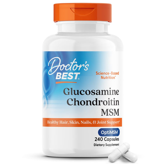 Doctor's Best Glucosamine Chondroitin Msm with OptiMSM Capsules, Supports Healthy Joint Structure, Function & Comfort, Non - GMO, Gluten Free, Soy Free, 240 Count (Pack of 1) - Fresh Hearth