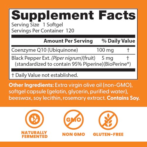 Doctor's Best High Absorption CoQ10 with BioPerine, Gluten Free, Naturally Fermented, Heart Health, Energy Production, 100 mg, 120 Count - Fresh Hearth