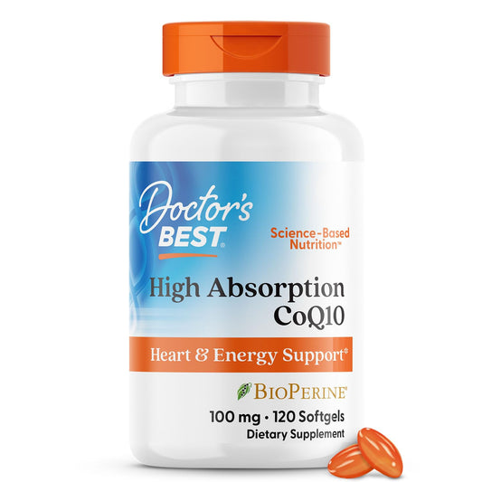 Doctor's Best High Absorption CoQ10 with BioPerine, Gluten Free, Naturally Fermented, Heart Health, Energy Production, 100 mg, 120 Count - Fresh Hearth