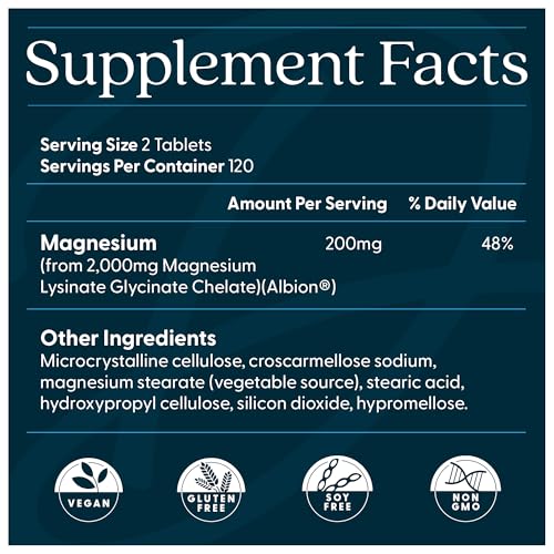 Doctor’s Best High Absorption Magnesium Glycinate Lysinate Supplement - 100% Chelated for Maximum Absorption - Magnesium for Sleep and Muscle Relaxation - 200 Mg Per Serving - 240 Tablets - Fresh Hearth