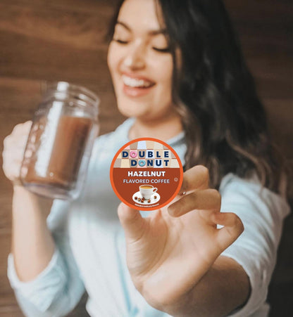 Double Donut Hazelnut Flavored Coffee pods, Medium Roast Coffee,Compatible with Keurig K Cups Brewers, 20 Count - Fresh Hearth