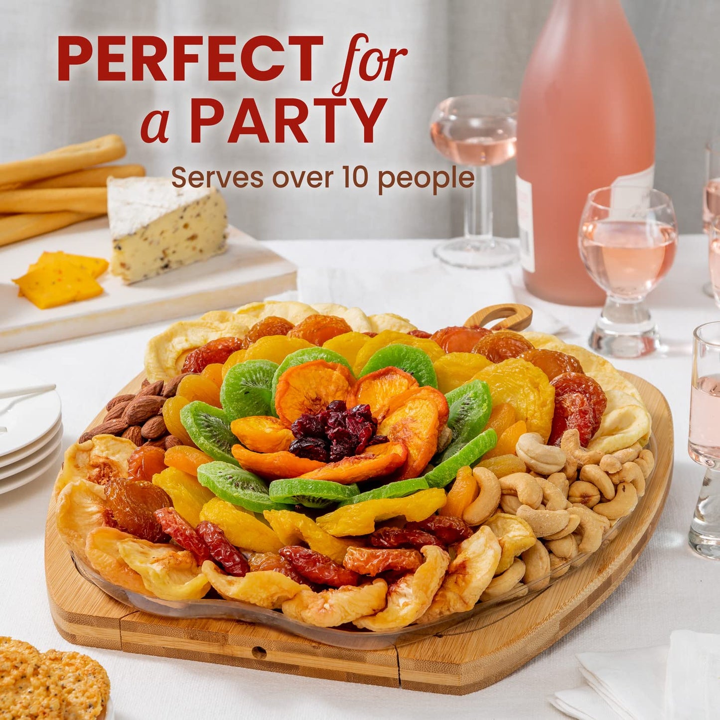 Dried Fruit and Nut Gift Basket, Healthy Assorted Natural Snack Gift Tray, Extra Large Variety Food Tray Party Platter - Easter, Holiday, Birthday, Sympathy, Office, Men, Woman, Him, Her Husband, Wife, Families, Bonnie and Pop - Fresh Hearth