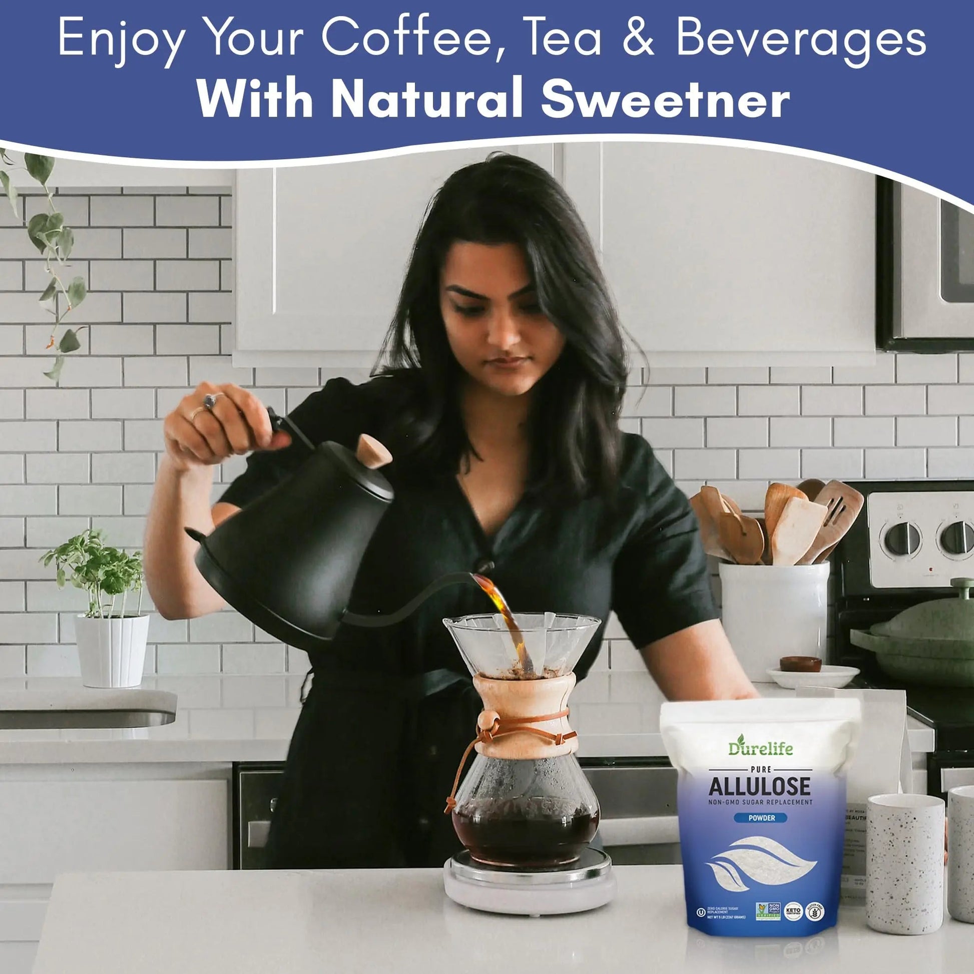 Durelife Allulose sweetener, 1 lb 100% Pure No Erythritol powdered Sugar Substitute, NON - GMO Project Verified, Keto Certified, OU kosher, No Fillers, Zero Calories sugar alternative 1 Lbs - Fresh Hearth
