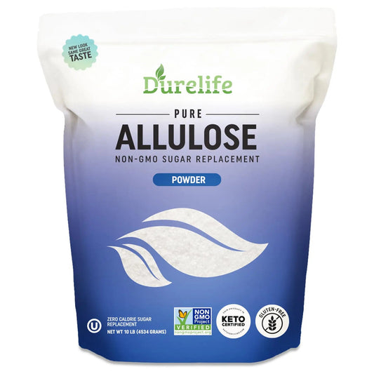 Durelife Allulose sweetener, 10 lb 100% Pure No Erythritol powdered Sugar alternative Substitute, NON - GMO Project Verified, Keto Certified, OU kosher, No Fillers, Zero Calories sugar alternative 10 Lbs - Fresh Hearth