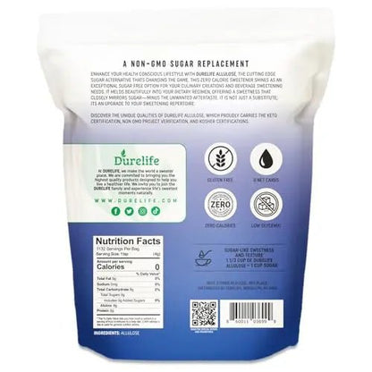 Durelife Allulose sweetener, 10 lb 100% Pure No Erythritol powdered Sugar alternative Substitute, NON - GMO Project Verified, Keto Certified, OU kosher, No Fillers, Zero Calories sugar alternative 10 Lbs - Fresh Hearth