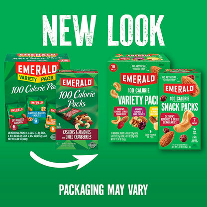 Emerald Nuts Mixed Nuts Variety Pack 18ct (1 - Pack) , 100 - Calorie Individual Packs , Features Dry Roasted Almonds, Natural Almonds & Walnuts, and Roasted & Salted Cashews - Fresh Hearth