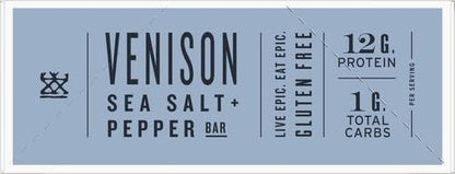 EPIC Bars, Venison Sea Salt and Pepper Bar, Keto Friendly, Whole30 Approved, Gluten Free, 12 Count, 15.6 oz - Fresh Hearth