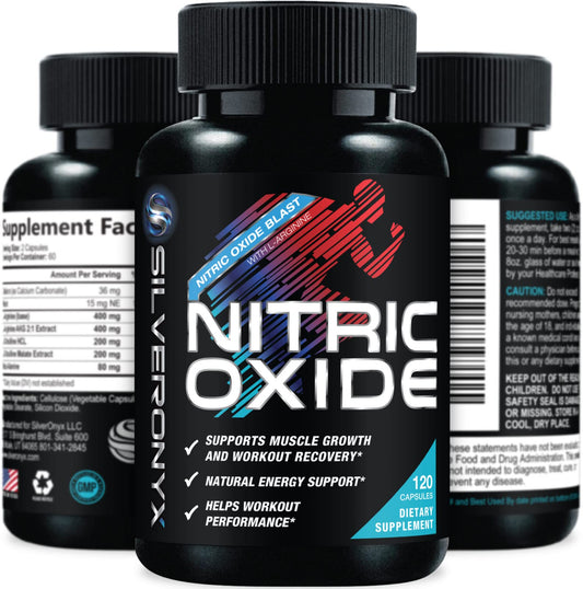 Extra Strength Nitric Oxide Supplement 3X Strength L Arginine, Citrulline Malate, AAKG, Beta Alanine - Premium Muscle Supporting Nitric Booster - Natural Energy & Heart Health Support - 120 Capsules - Fresh Hearth