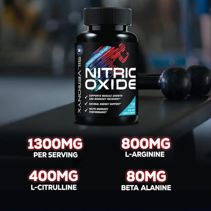Extra Strength Nitric Oxide Supplement 3X Strength L Arginine, Citrulline Malate, AAKG, Beta Alanine - Premium Muscle Supporting Nitric Booster - Natural Energy & Heart Health Support - 120 Capsules - Fresh Hearth