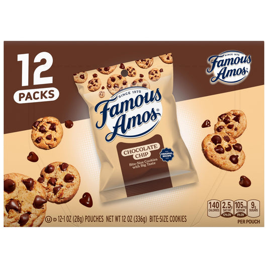 Famous Amos Classic Chocolate Chip Cookies, 1 Ounce Bag (Pack of 12) - Fresh Hearth